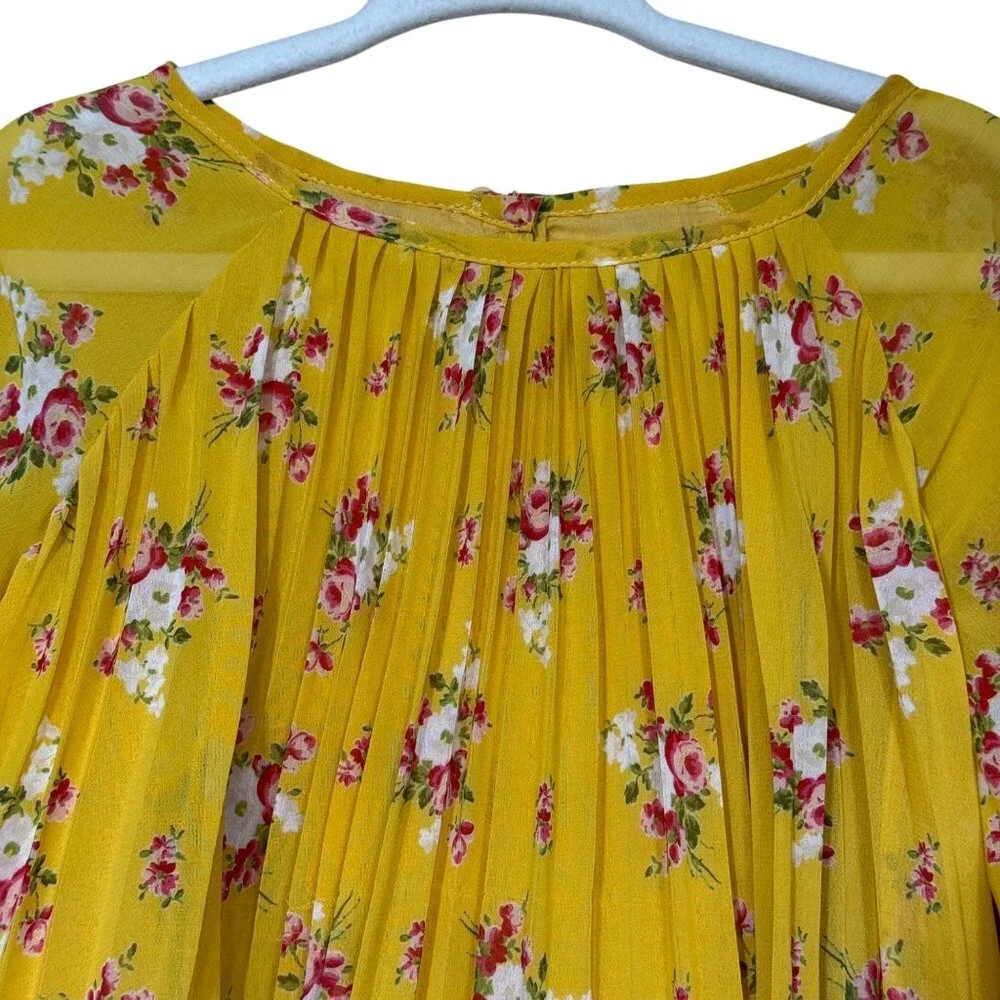 Baby Gap Chiffon Pleated Dress Yellow Floral Print Toddler Girls 5Y‎